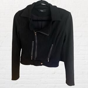 Trac black faux suede like biker style jacket